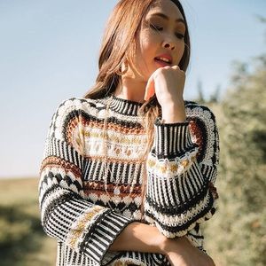 Gimmicks Drop Shoulder Mixed Yarn Sweater